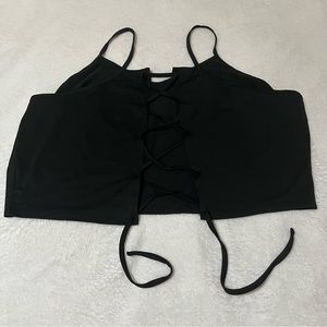 Black Lace Up Back Stretchy Cropped Cami NWOT